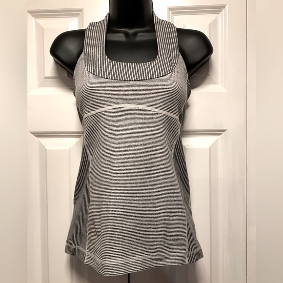 lululemon athletica Tops - Lululemon Scoop Neck Tank Top ( Size 6) Color Gray/ White